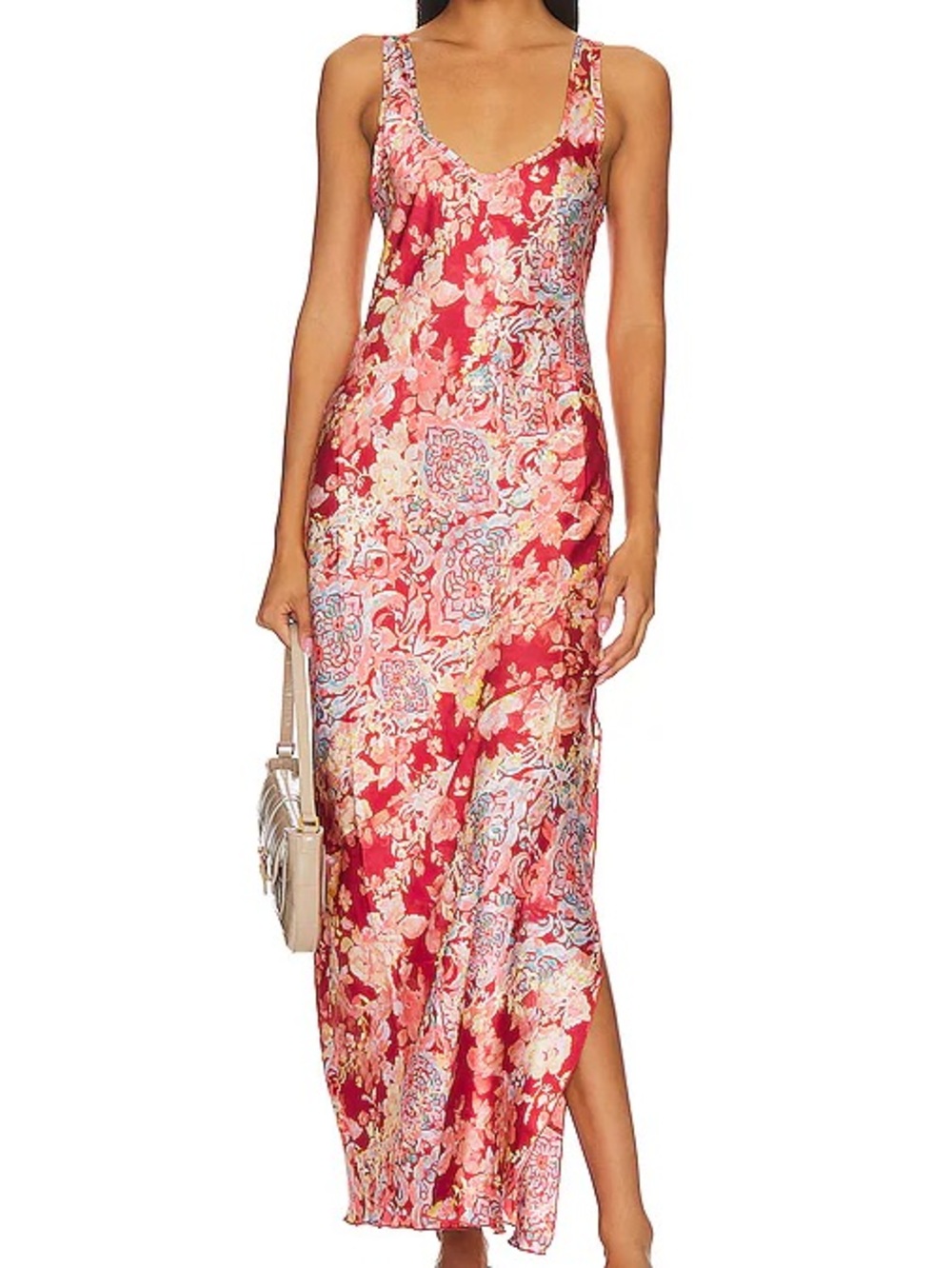 Free People Red Floral Slip Maxi Dress